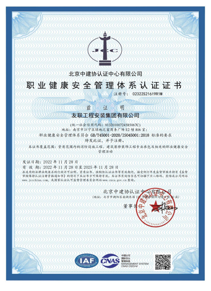 Occupational Health and Safety Management System Certificate