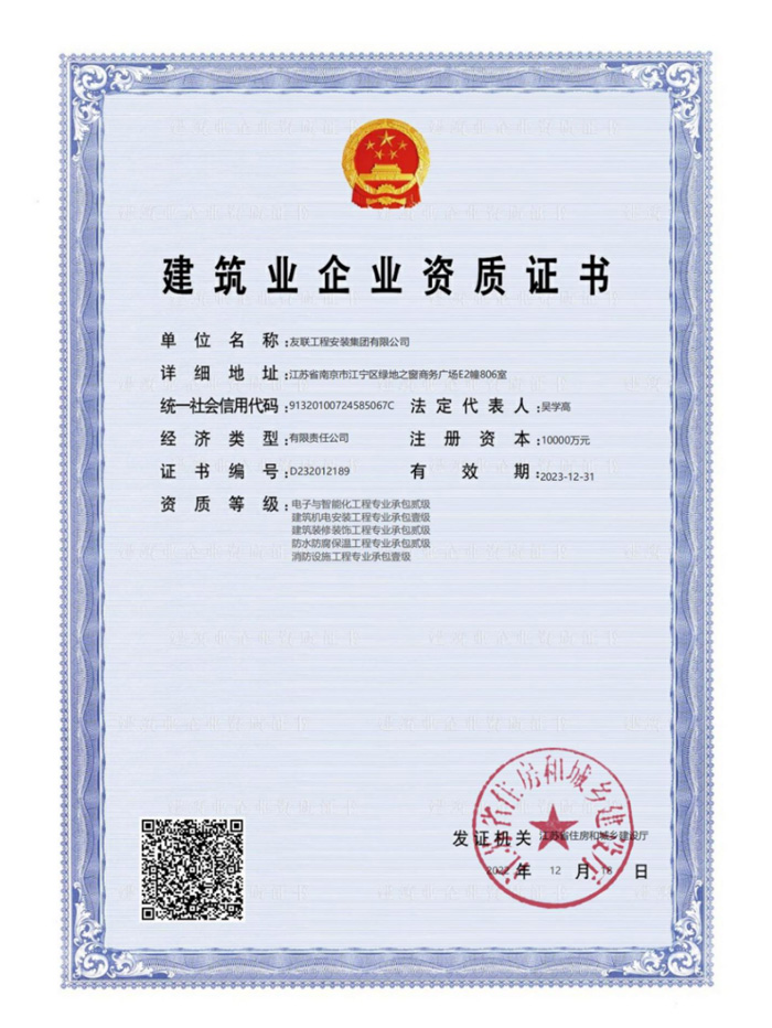 Provincial Construction Enterprise Qualification Certificate
