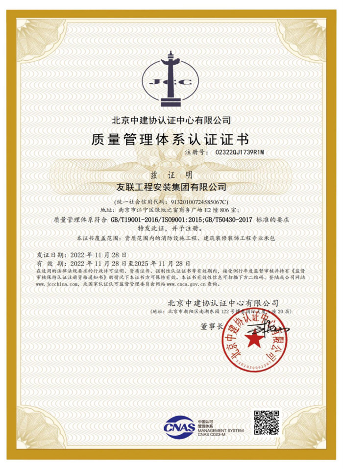 Quality Management System Certificate